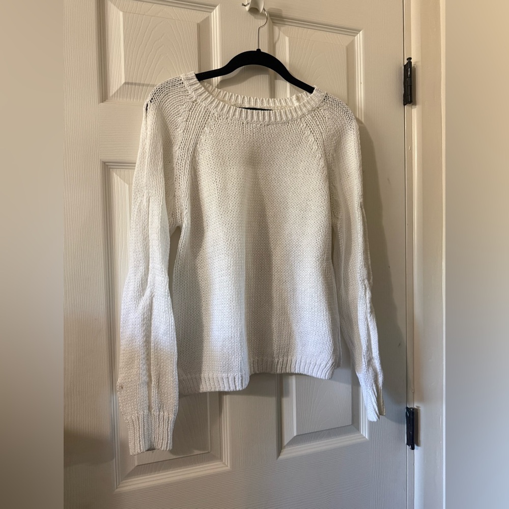 360 Sweater White Crewneck Knit Pullover